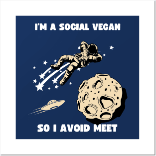 I'm Social Vegan so I Avoid Meet Funny Vegan Pun Posters and Art